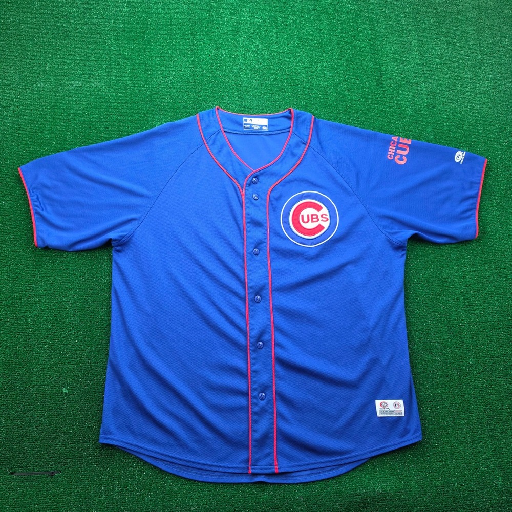 Chicago Cubs True Fan MLB Genuine Merchandise Button Up Jersey Mens 2XL Blue